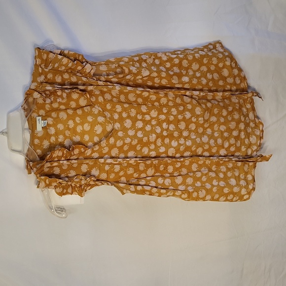 Anthropologie Odille Orange Floral Ruffled Neckline and Cap Sleeve Size 0 and 10 - Picture 2 of 5